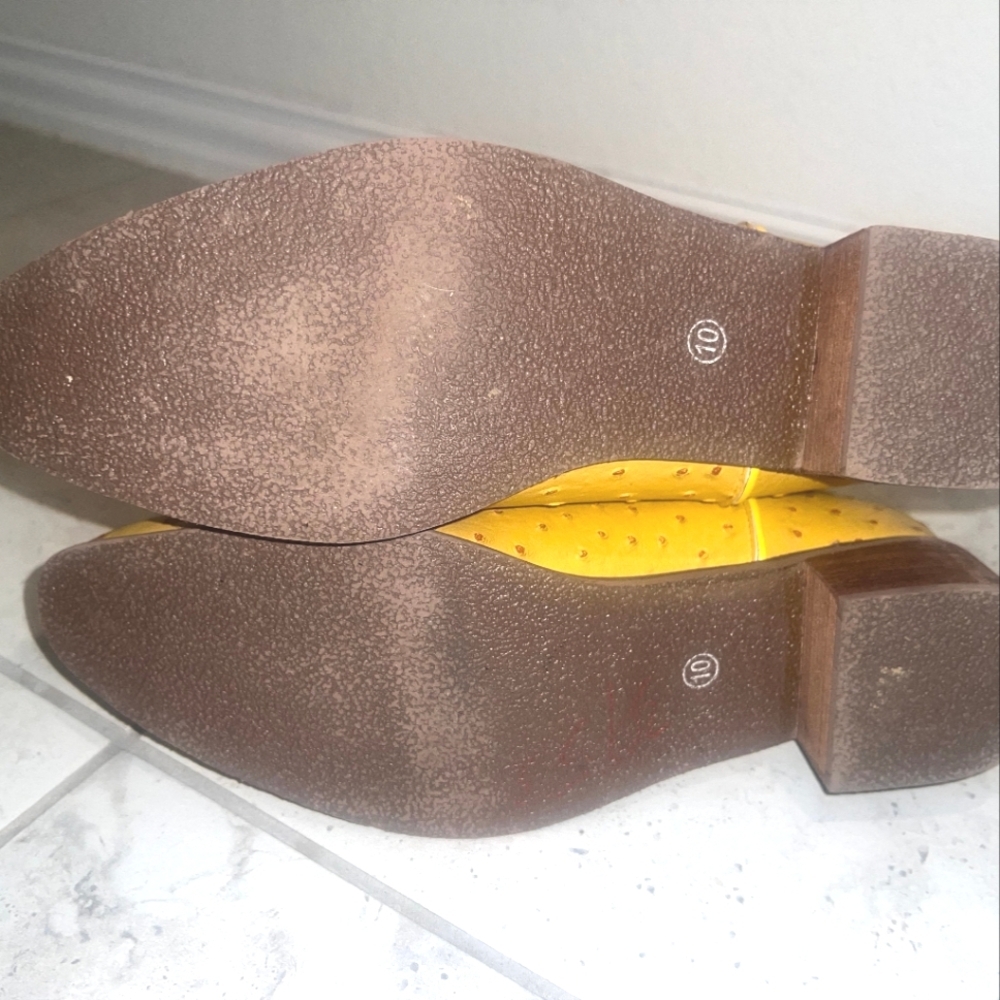 Vibrant Butter Yellow Ostrich Textured Men Cowboy Boots - Picture 4 of 4